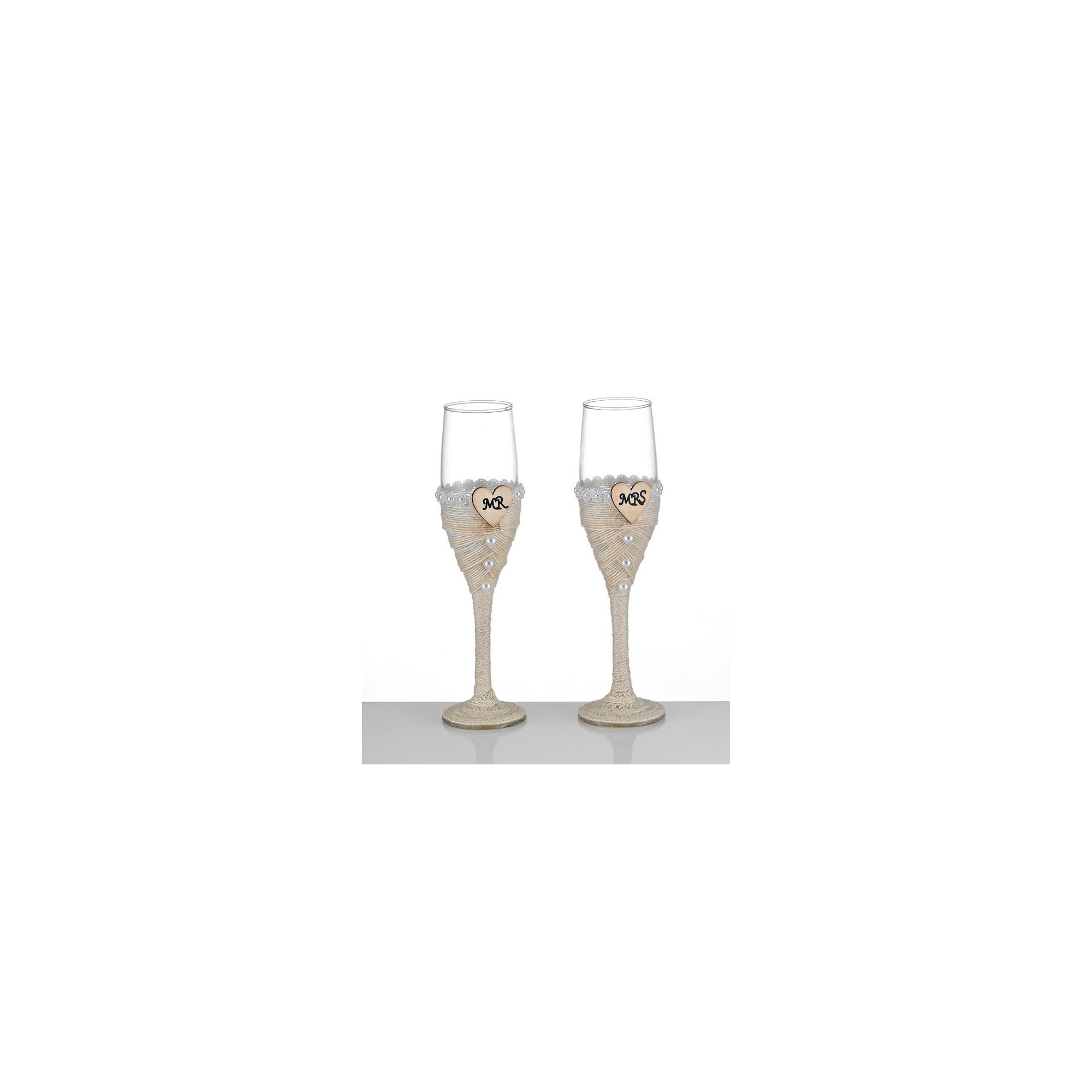Ποτήρια Γάμου Στολισμένα με Πέρλες (Σετ/2) - BT-8660