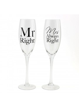 Ποτήρια Σαμπάνιας "Mr Right & Mrs Always Right" (ΣΕΤ/2) - LWG-2589